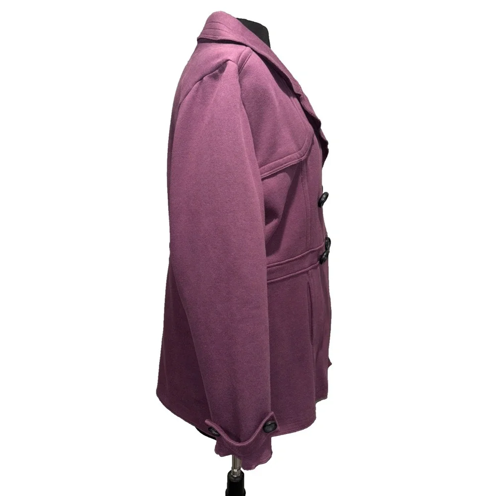 Purple Double-Breasted Pea Coat Jacket by Nomadic Trader Large Plum Mid‎ Length